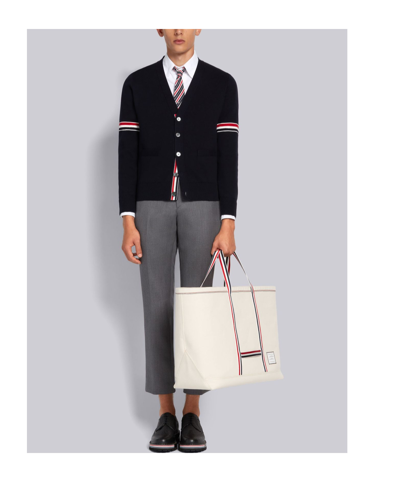 Thom Browne Rib Stitch Wool Cardigan In Black