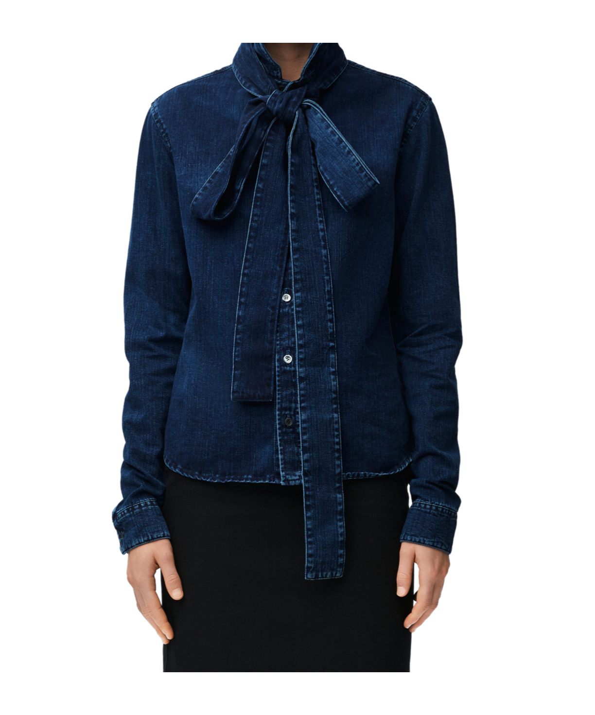 Loewe Bow Denim Shirt In Black