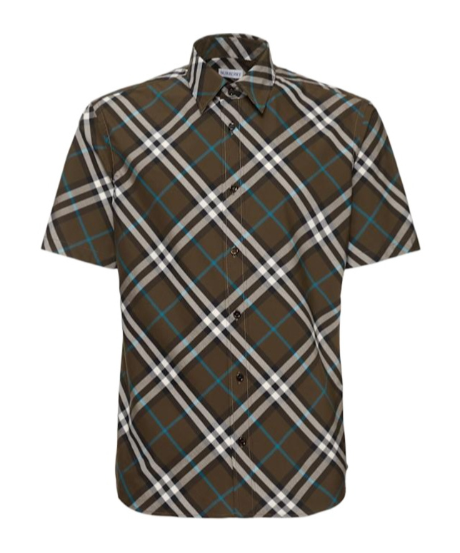 Burberry Check Cotton Short Sleeve Shirt In Green