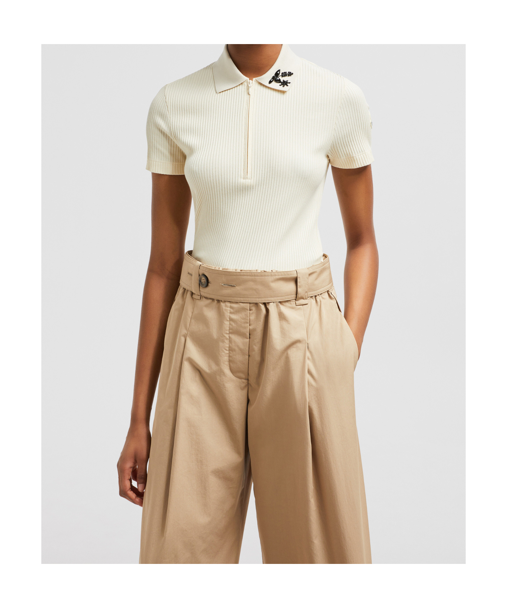 Moncler Short-sleeved Polo Shirt In Nude