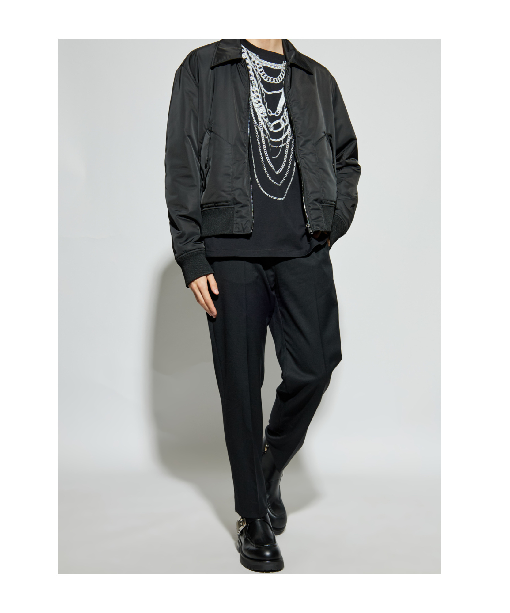 Balmain Graphic Chain Motif Black T-shirt With Short Sleeves In Black
