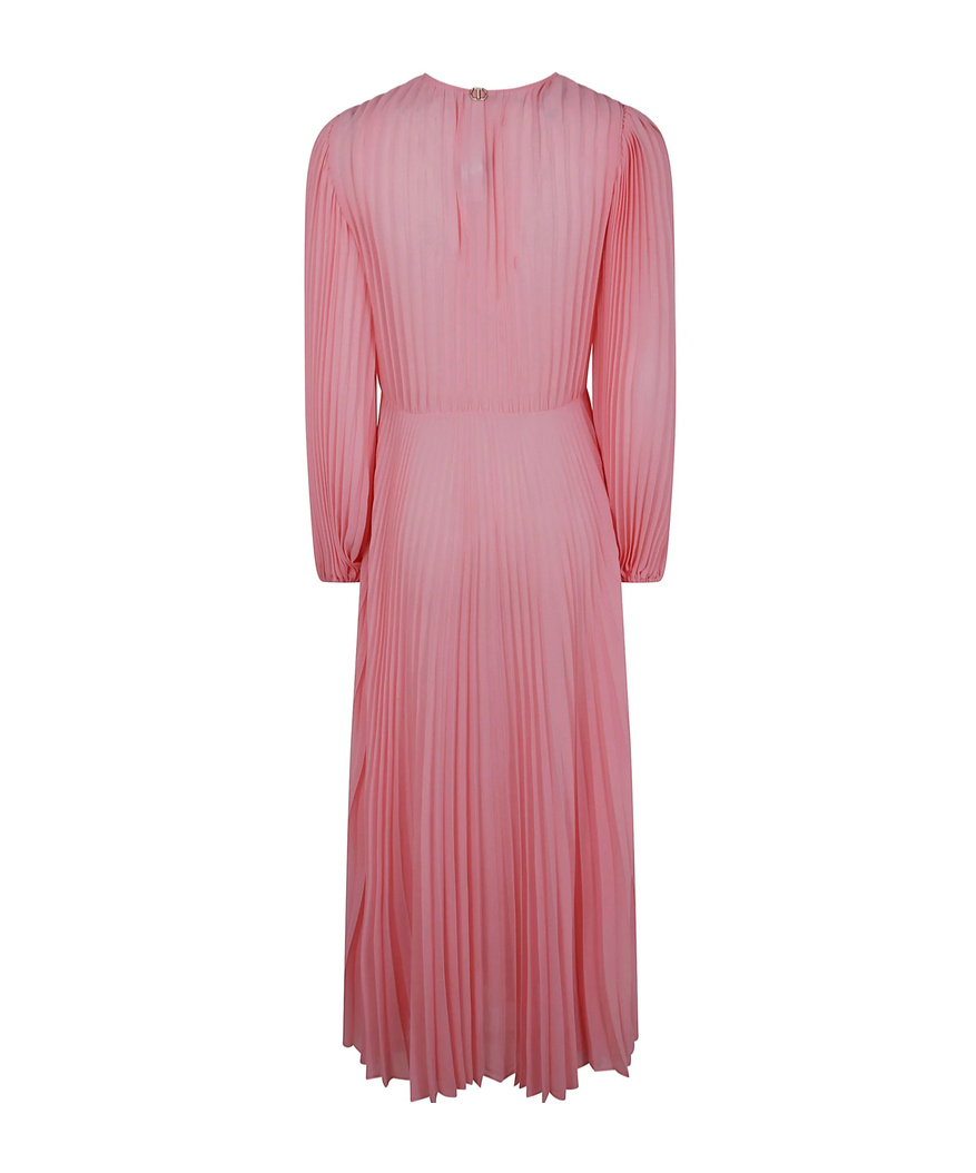 Shop Twinset Pleated Georgette Midi Dress In Pink