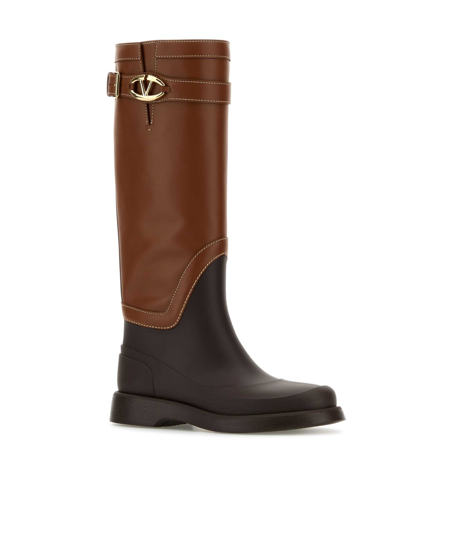 Shop Valentino Vlogo Boots In Brown