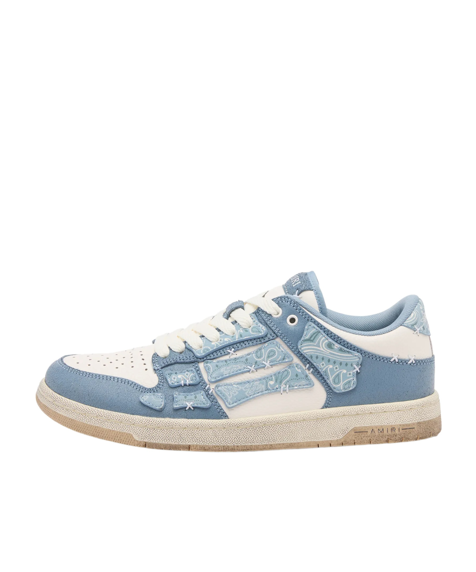 Amiri Light Blue Leather Bandana Skel Low Top Sneakers In Blue