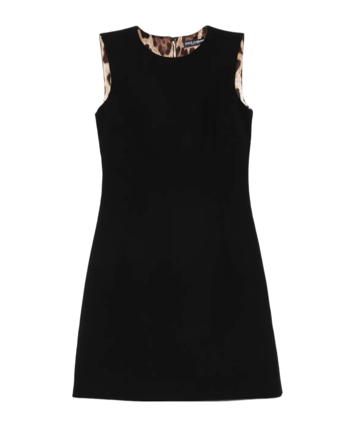 Dolce & Gabbana Leopard-print Lining Sleeveless Mini Dress Clothing In Black