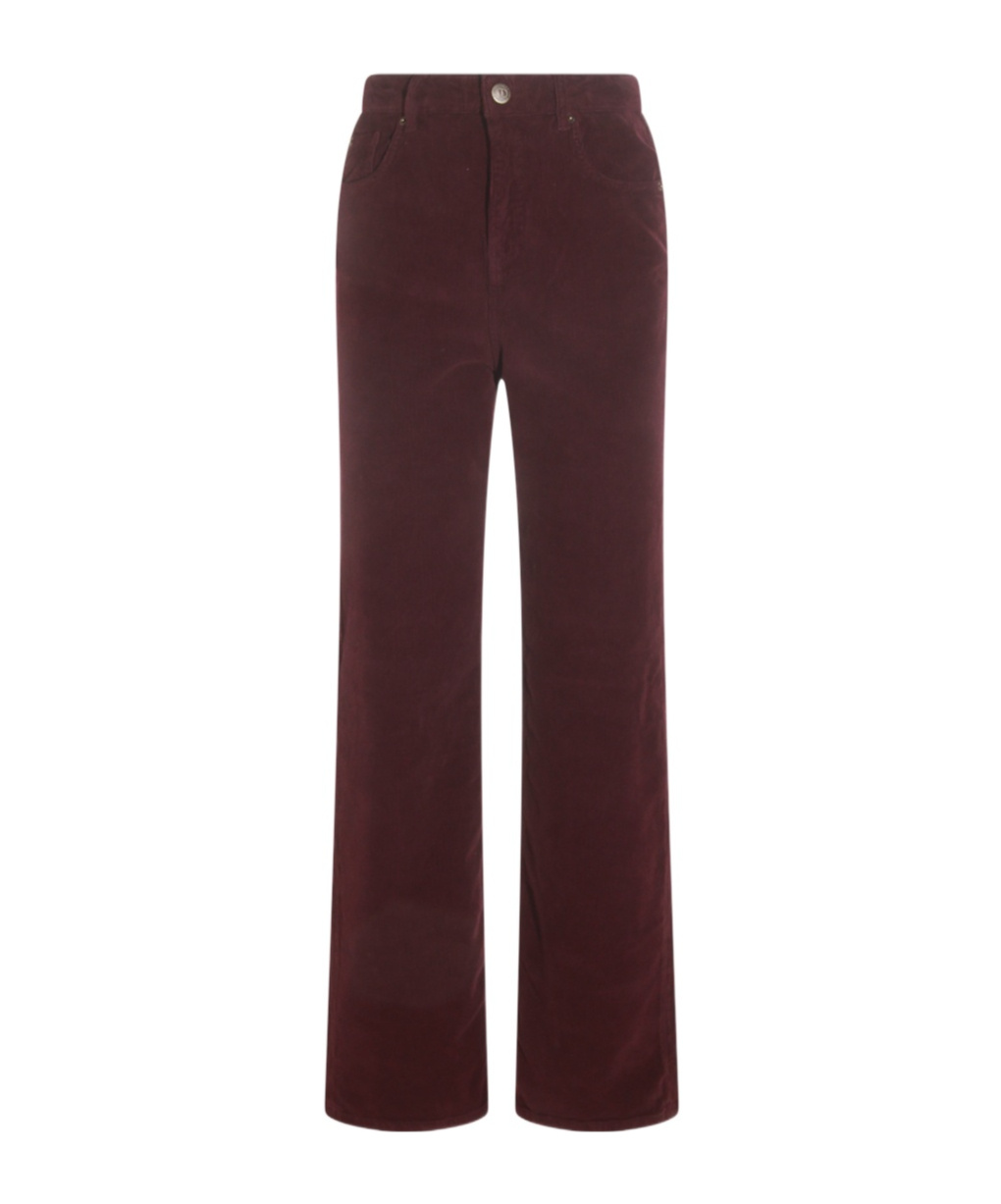 Twinset Relaxed Fit Corduroy Trousers Pockets In Gold