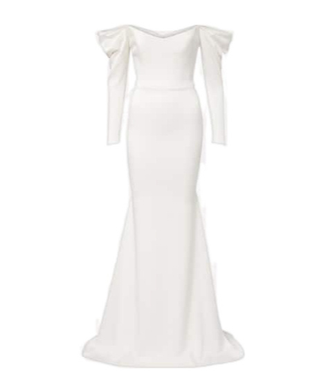 Alex Perry Bridal Off-shoulder Crêpe Satin Bustier Gown In White