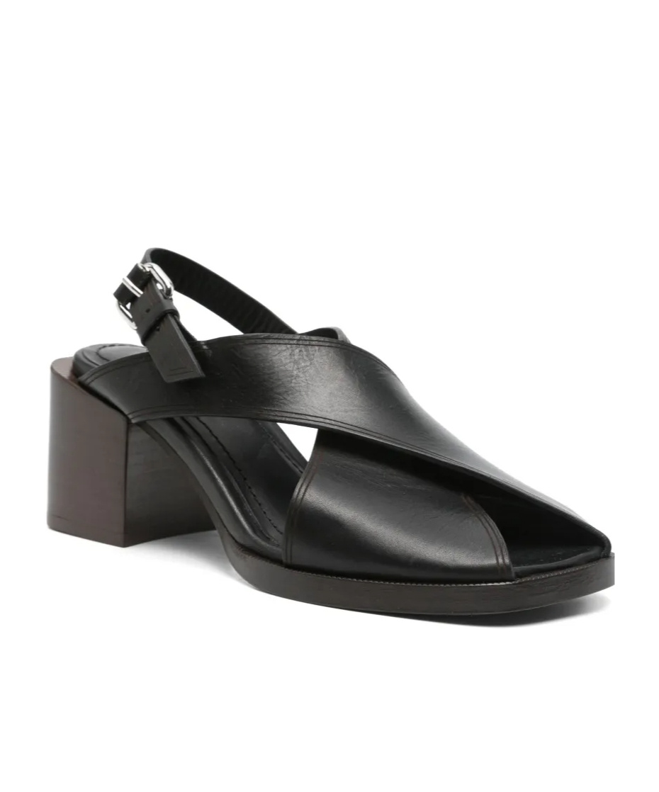 Lemaire 65mm Leather Sandals In Black