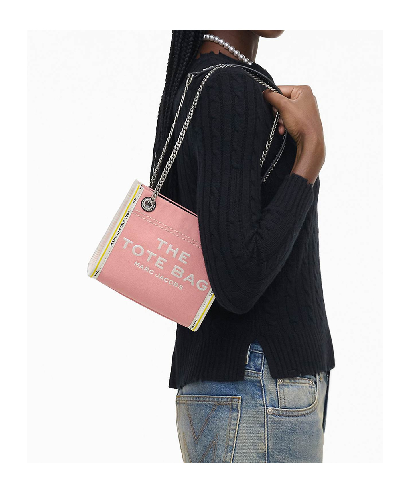 Marc Jacobs The Denim Chain Crossbody Tote Crossbody Bags Pink In Pink