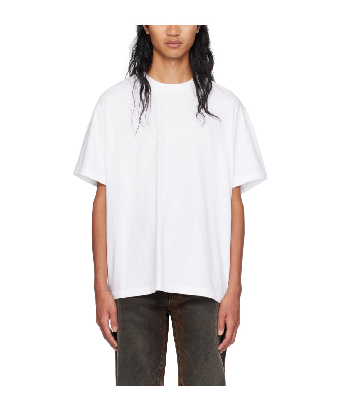 We11 Done Round Collar Logo T-shirt In White