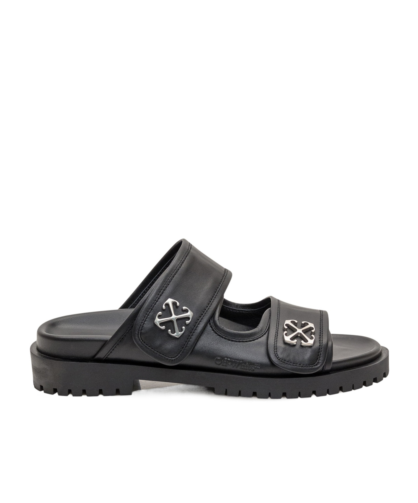 Off-white Logo Plaque Slip-on Slides In Gray