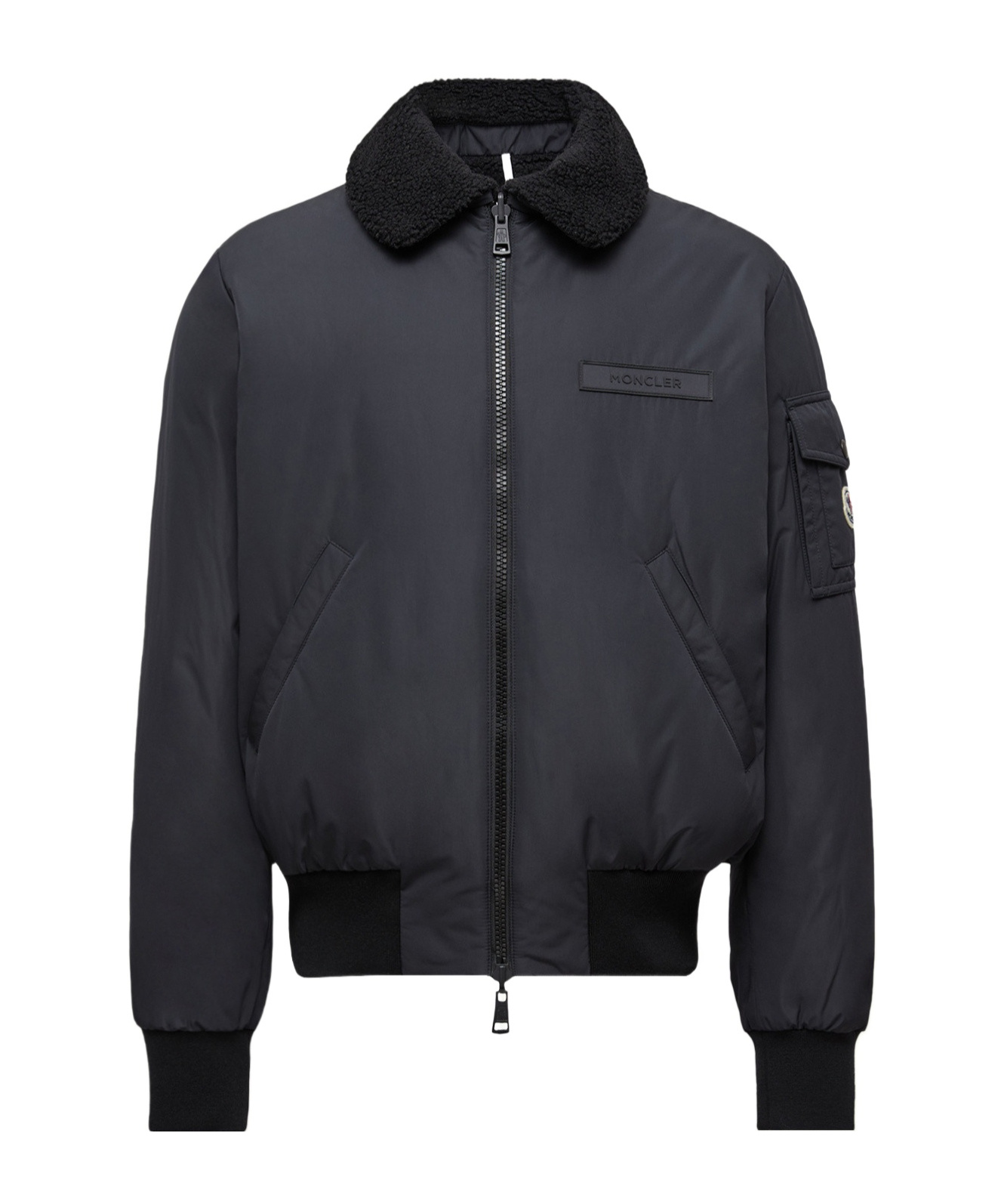 Moncler Maulevrier Reversible Teddy Aviator Jacket In Black