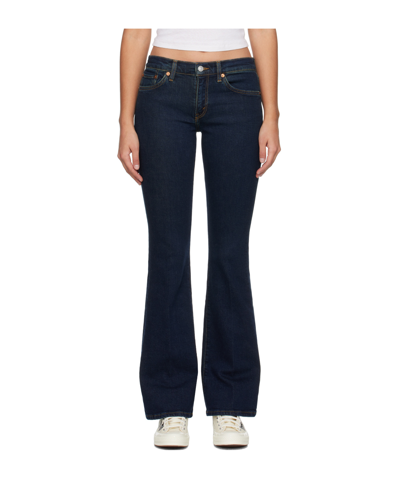 Re/done Midrise Baby Boot Mid-rise Bootcut Jeans In Black