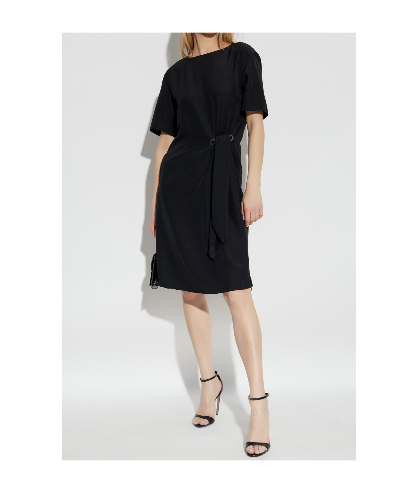 Emporio Armani Women's Midi Dress With Waist Knot In Black