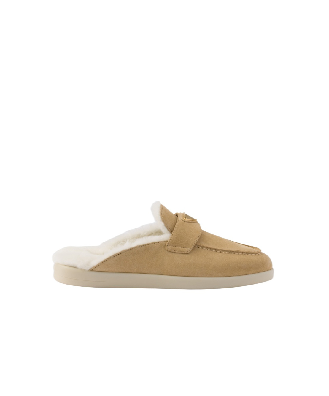 Prada Suede And Shearling Mules In True Color