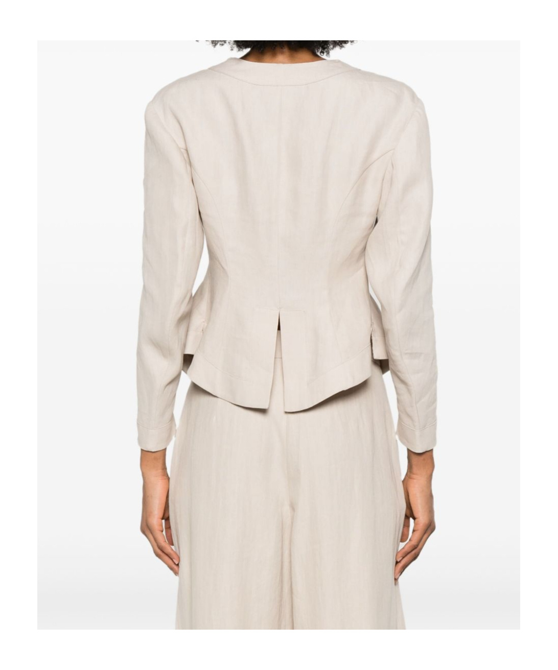 Giorgio Armani Cropped Sand Beige Jacket With Concealed Fastening And Rear Vent In Sand Beige