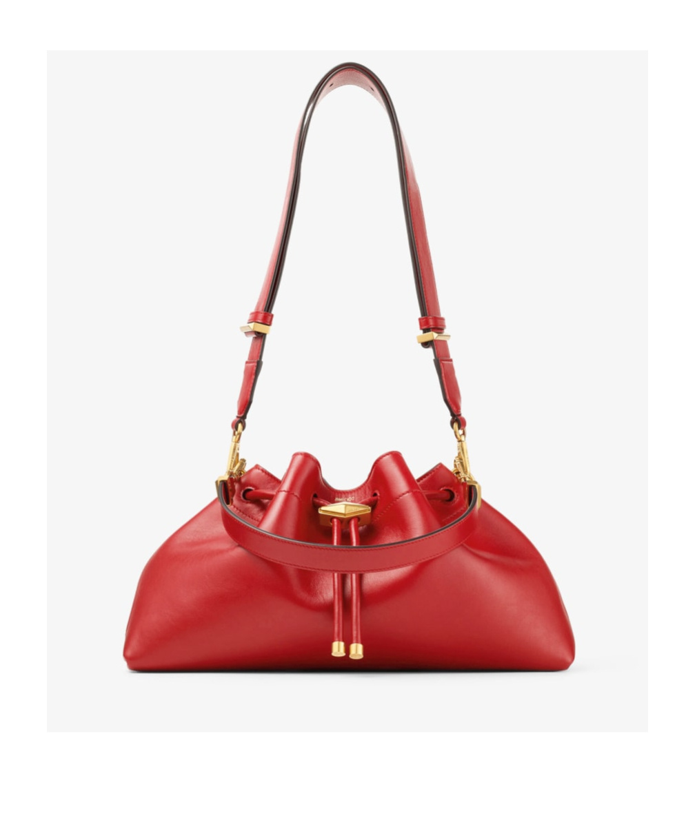 Jimmy Choo Womens Ruby Red/gold Cinch M Leather Shoulder Bag In Red