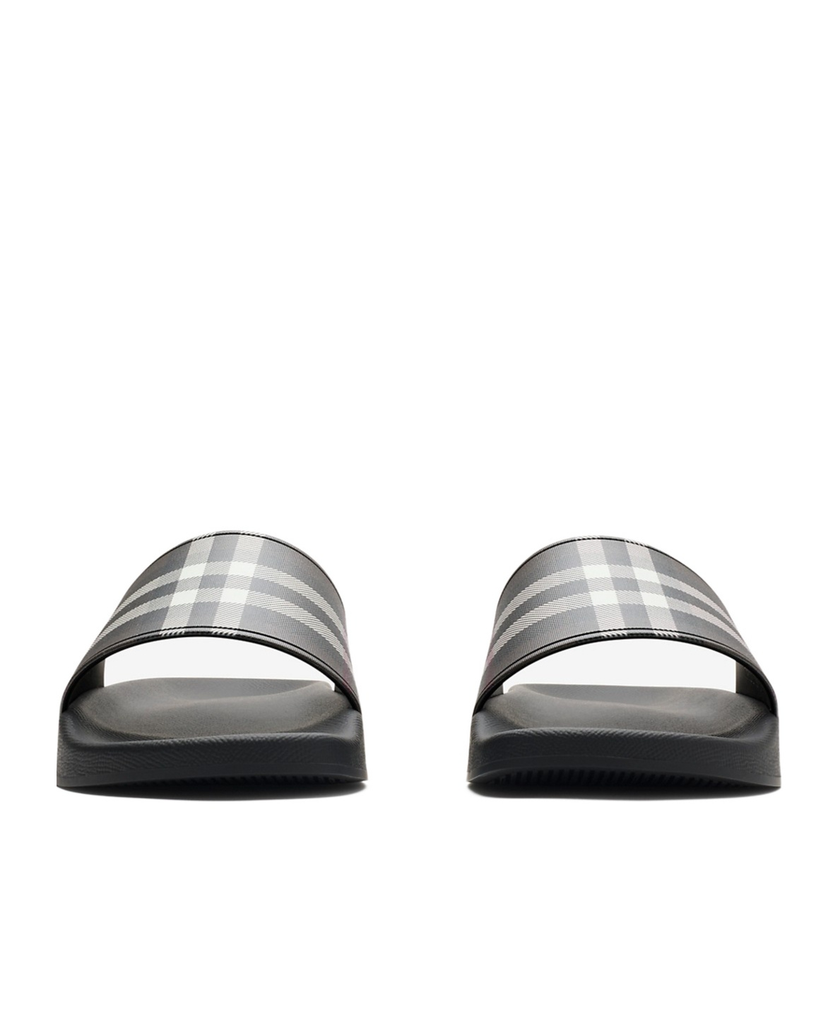 Burberry Check-print Flat Slides In Black