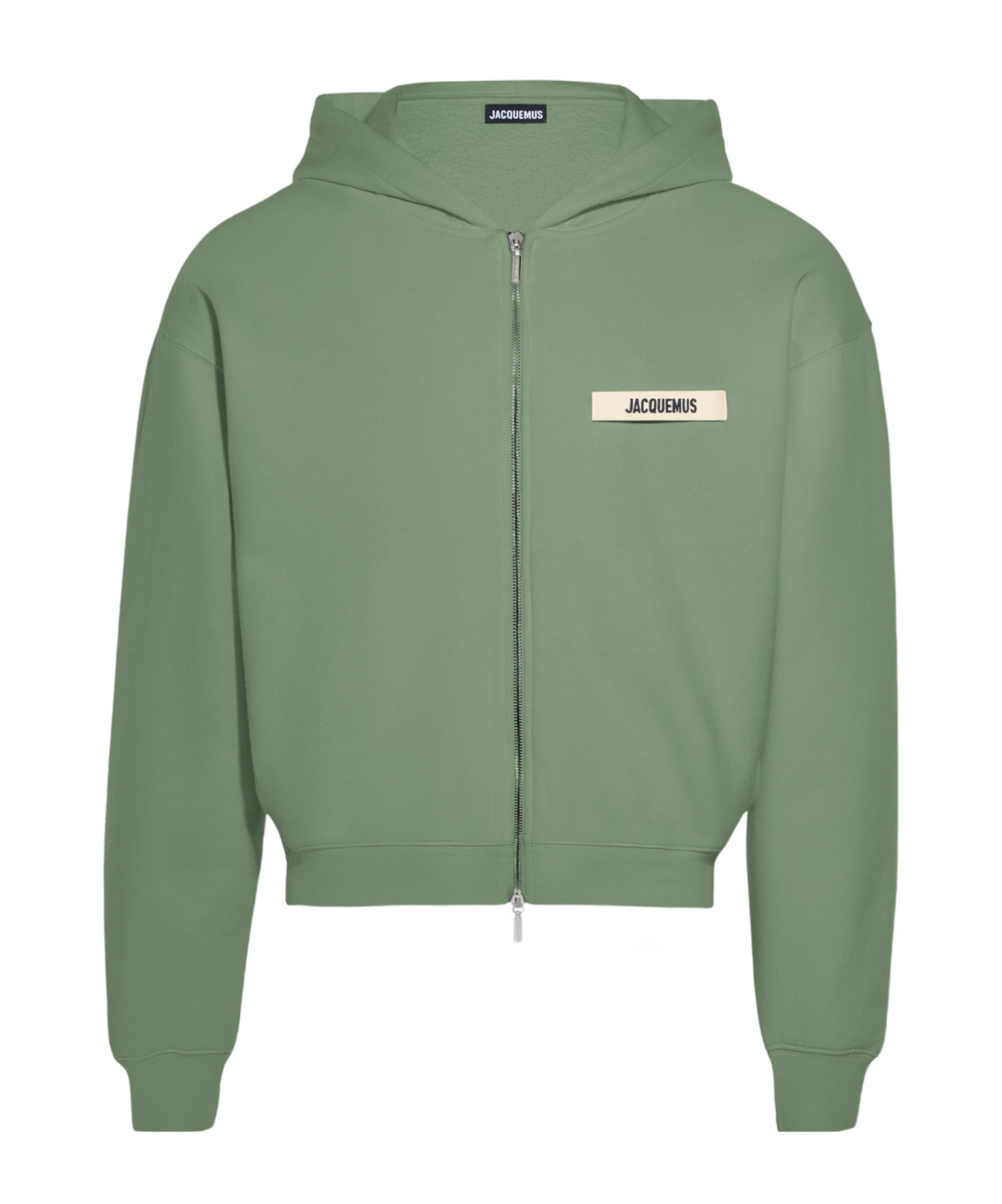 Jacquemus Le Hoodie Gros Grain Zip-up Sweatshirt In Green