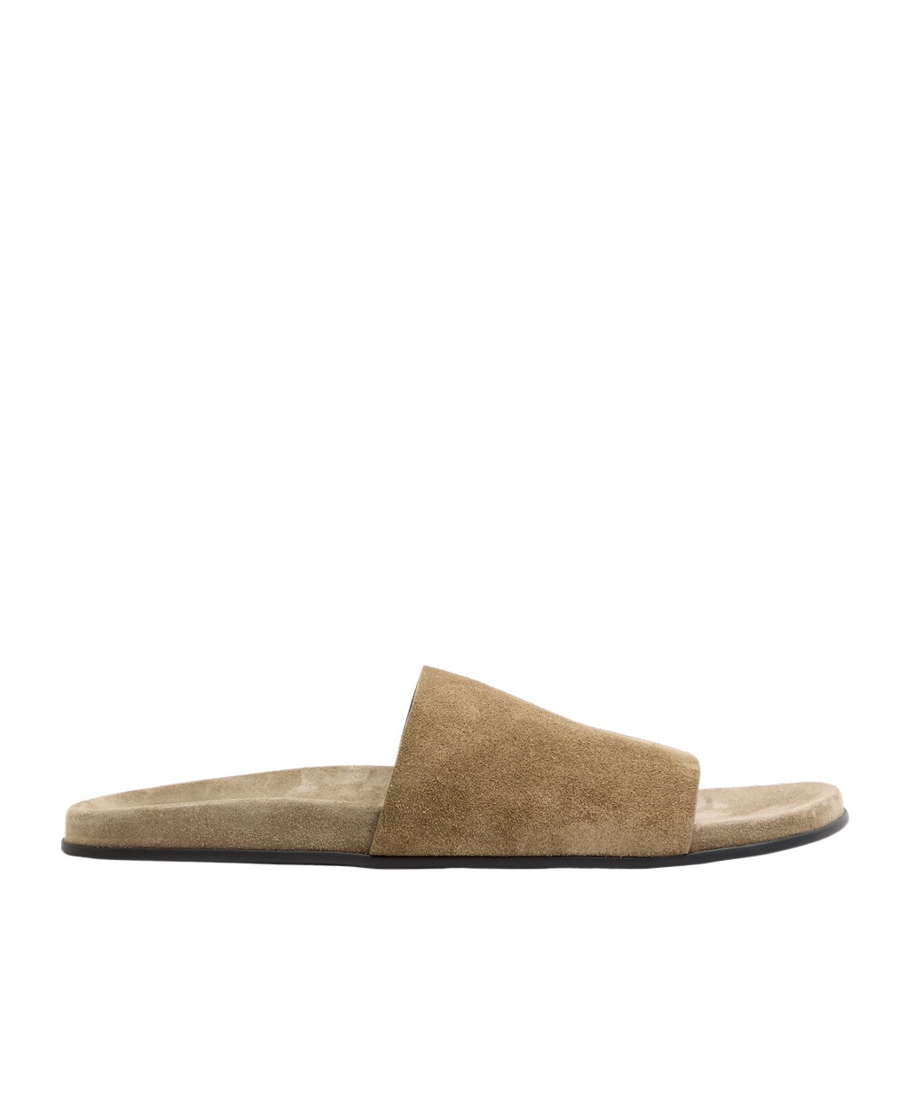 The Row Hugh Suede Sliders In Green