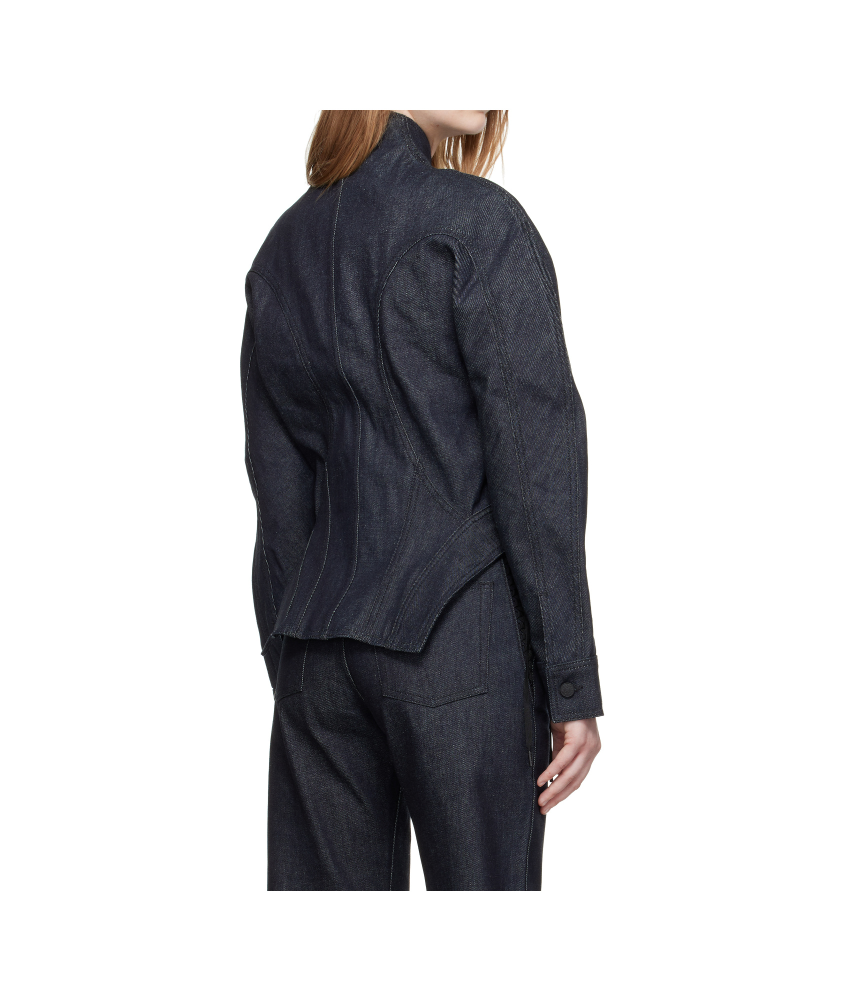 Mugler Button-fastening Sculptural Cinched Jacket In Black
