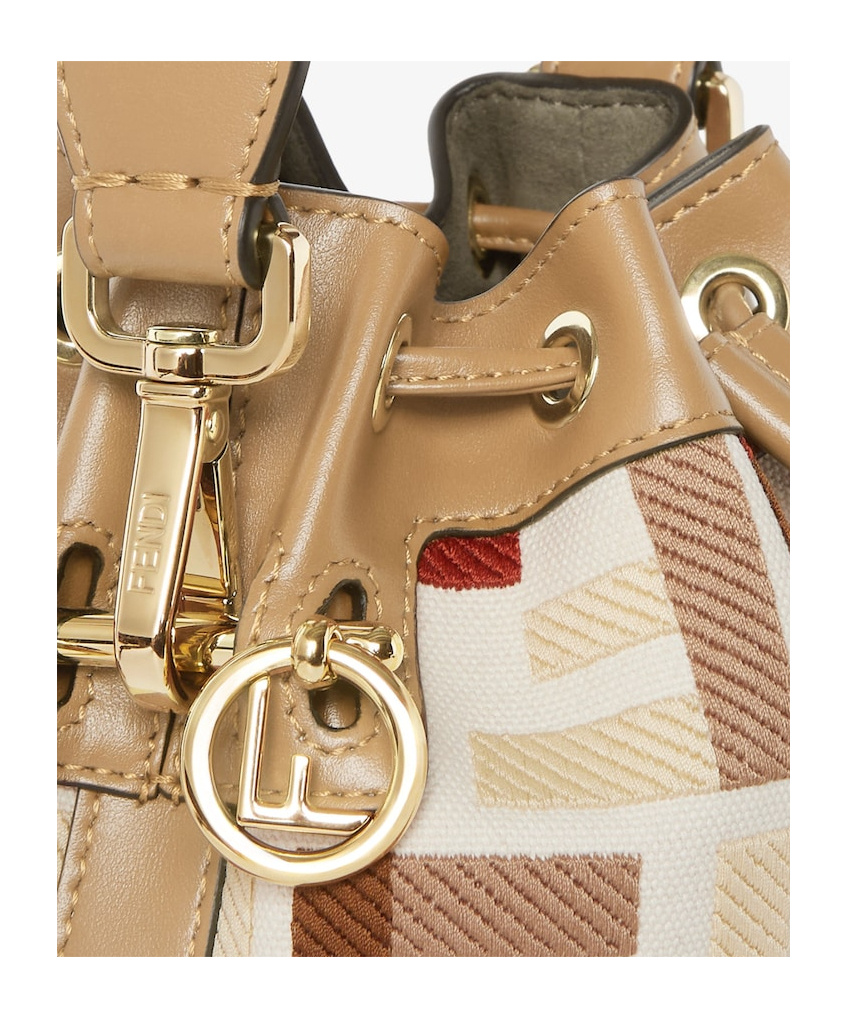 Fendi Women Mon Tresor Ff Jacquard Fabric And Leather Bucket Bag In Multi