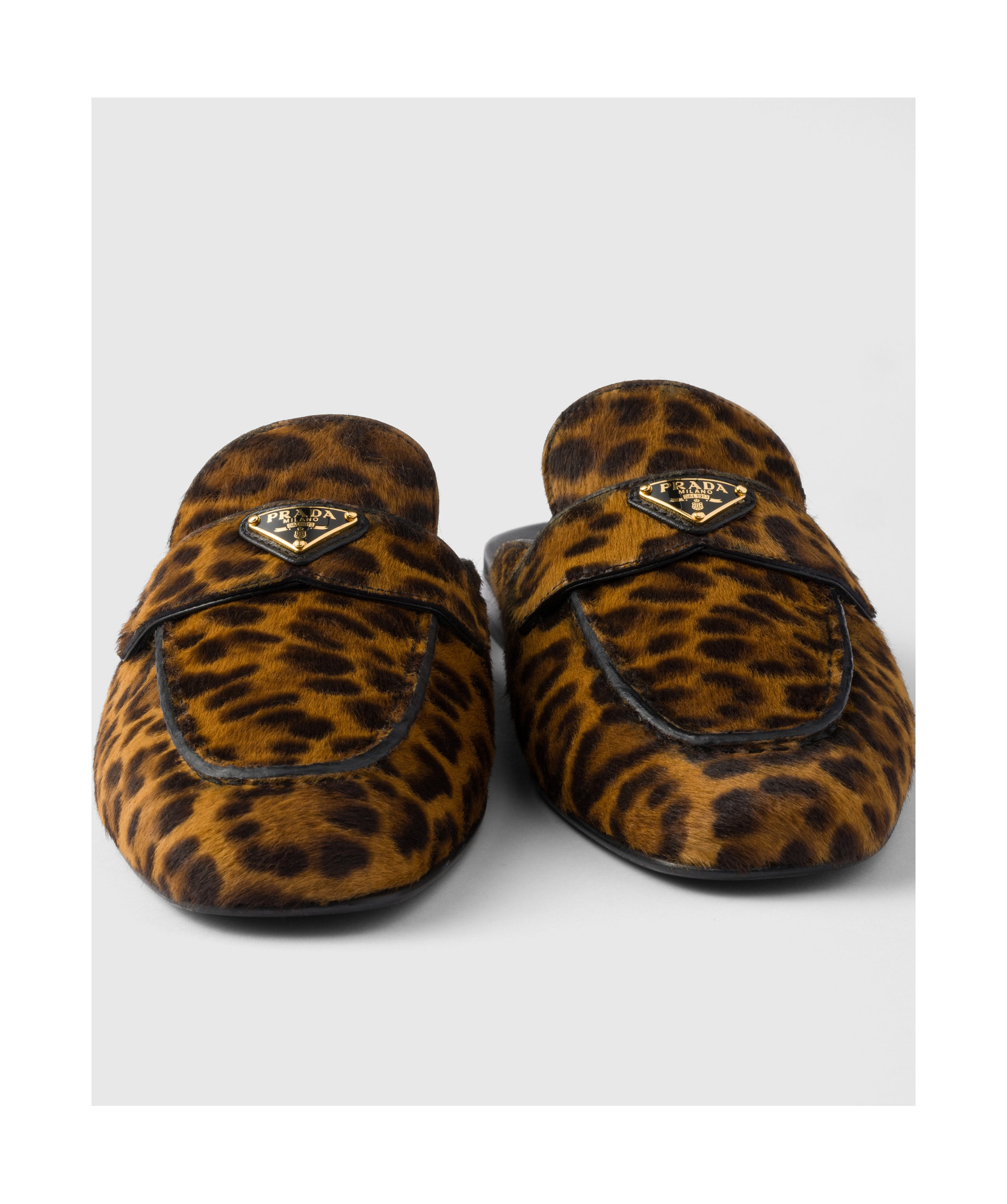 Prada Leopard-print Leather Mules In Honey-colored