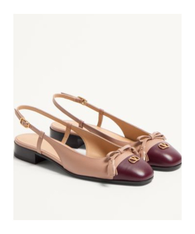 Valentino Valet Du Roi Leather Slingback Ballerina Flat In Nude