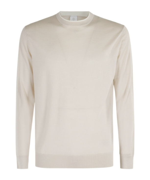 Eleventy Ribbed Sand Sweater With Tipping Detail In Neutral