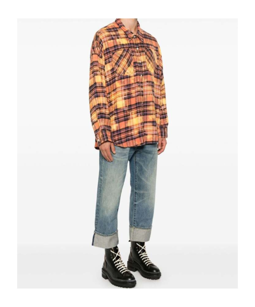 R13 LONG-SLEEVED PLAID SHIRT 