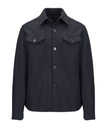 Harris Wharf London Button-down Flap-pocket Shirt Jacket In Blue