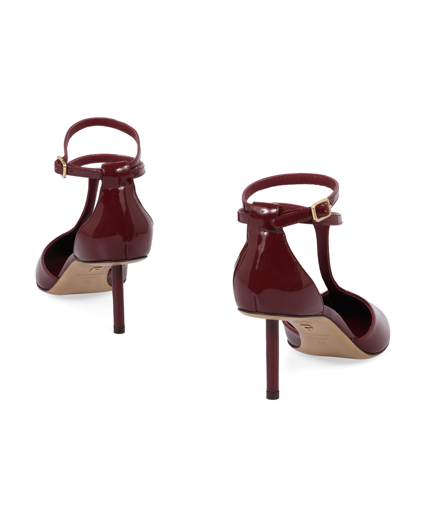 Ferragamo Lysandra Bordeaux Pumps With Logo Lettering On The Sole In Leather In Red