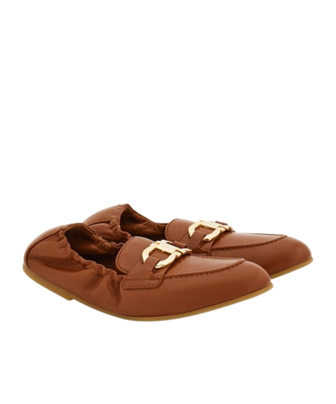 Ferragamo Gancini Loafers In Brown