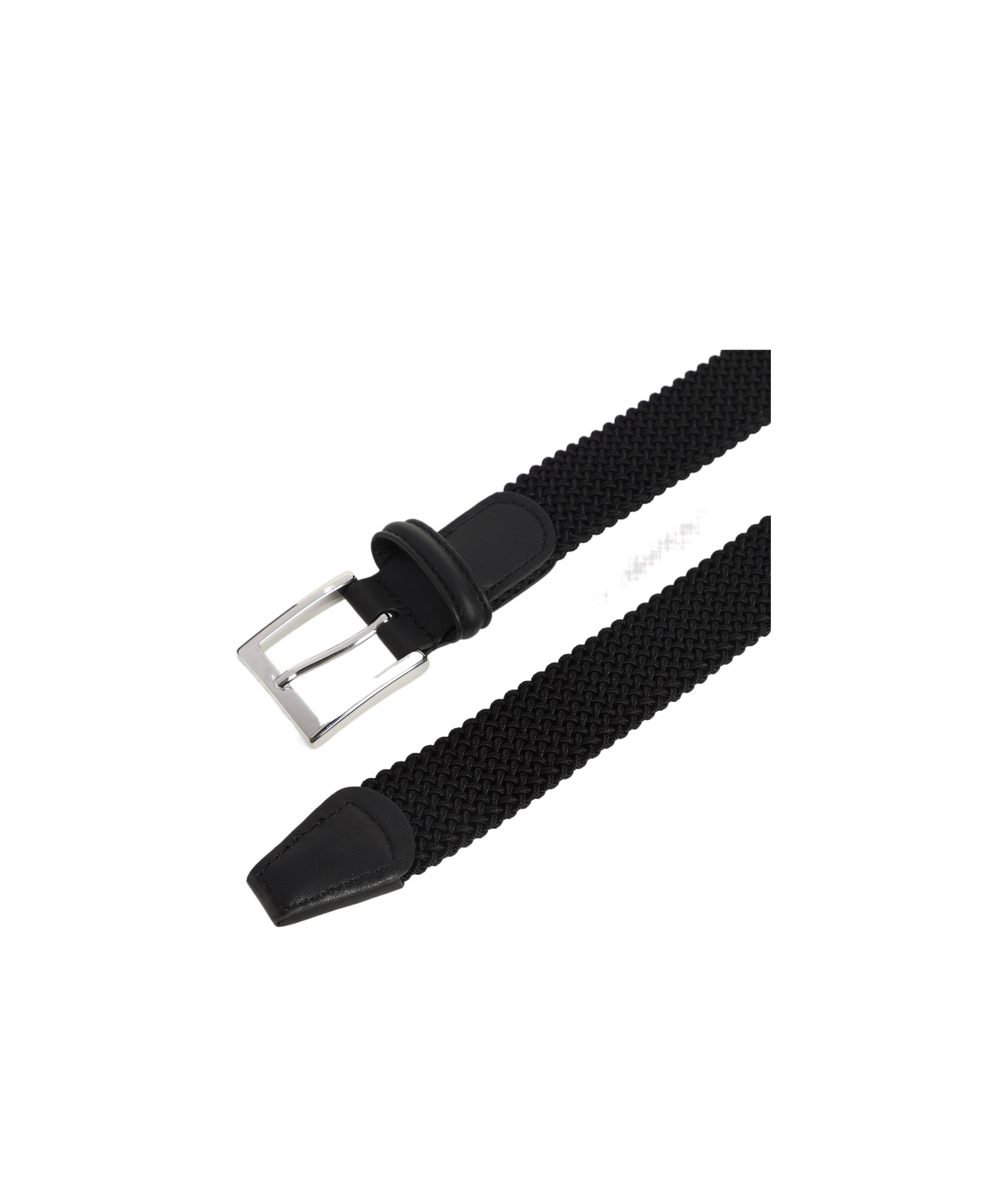 Kiton Adjustable Braided Leather Belt With Silver Buckle In Black