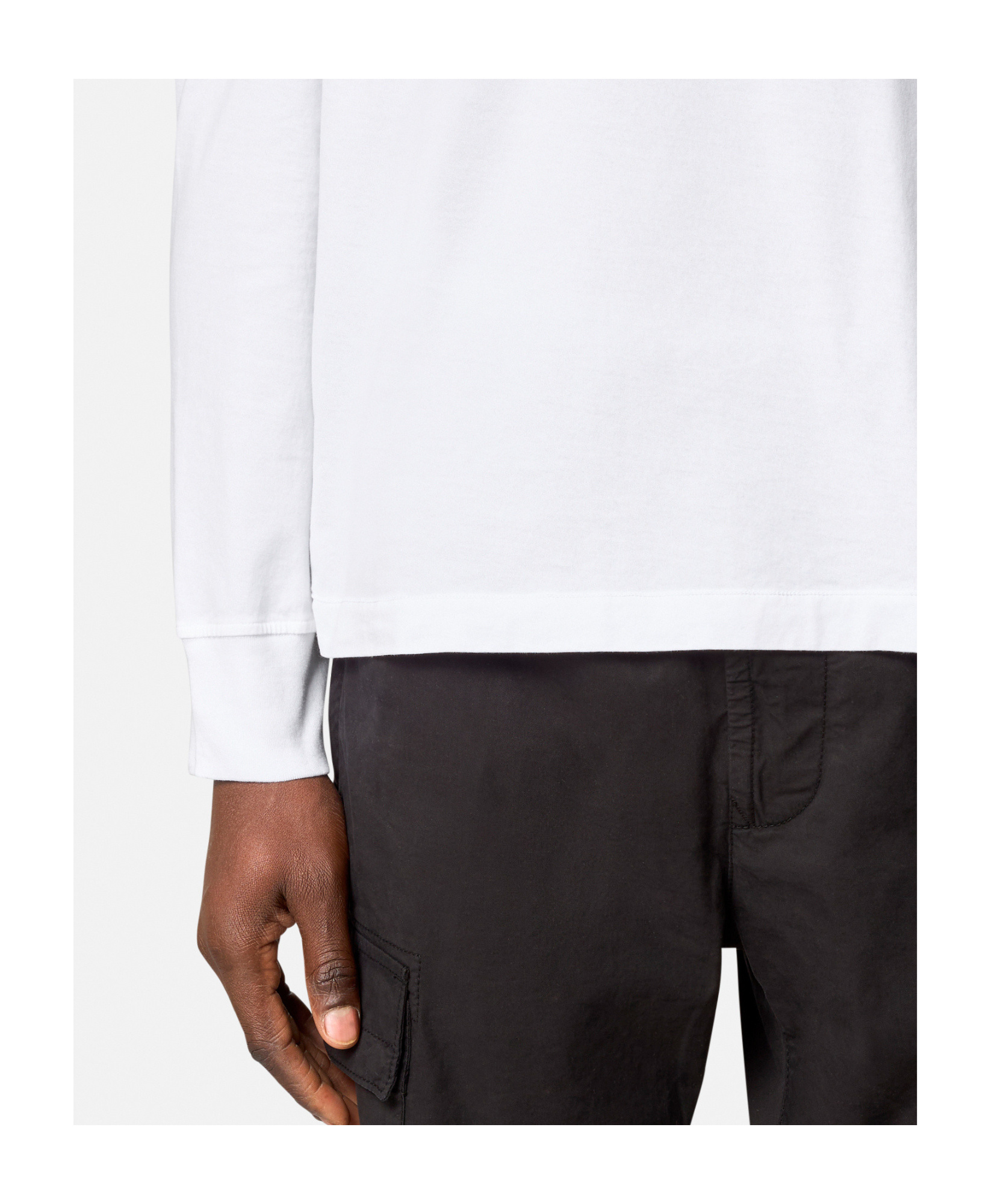 Stone Island Slim Fit Long Sleeve T-shirt With Compass Patch In White