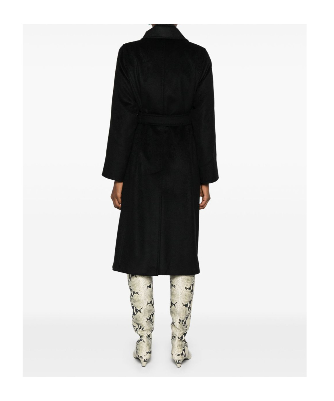 Max Mara Manuela Belted Wool Jersey Midi Coat In Black