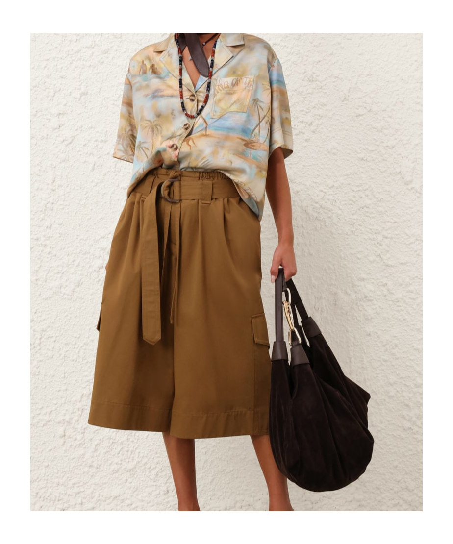 Zimmermann Beige And Light Blue Pattern Shirt In Nude