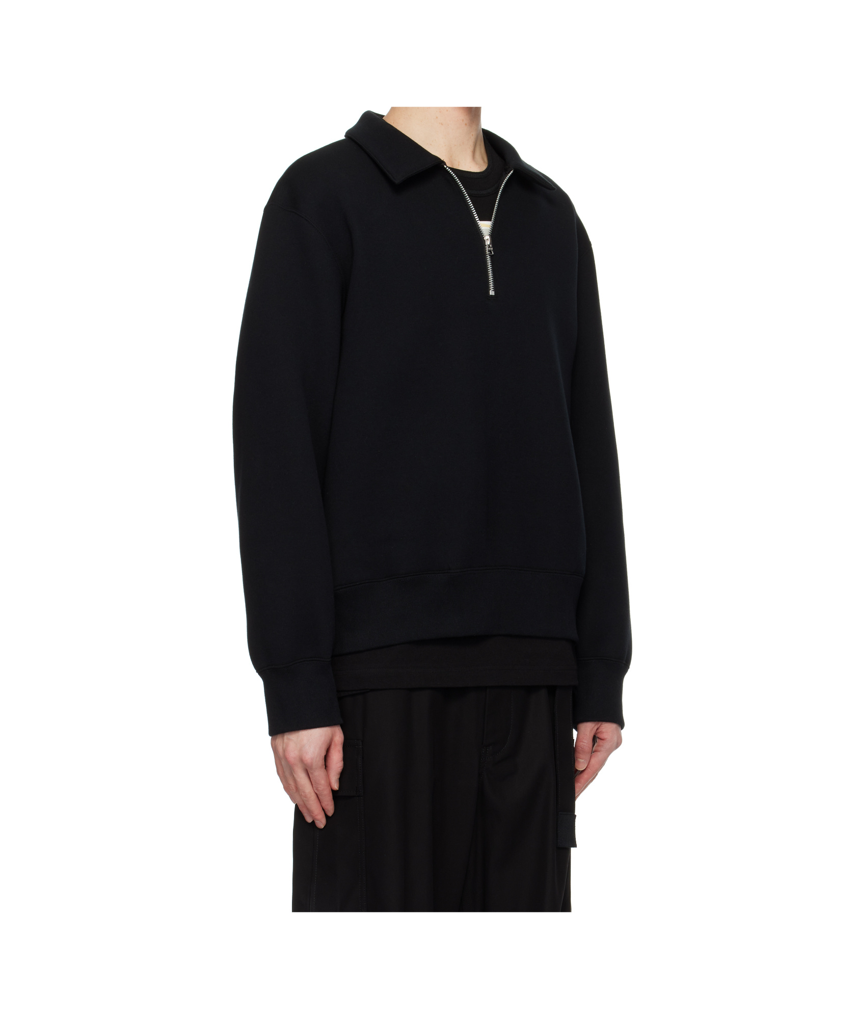 Sacai Black Sponge Sweat Polo In Black