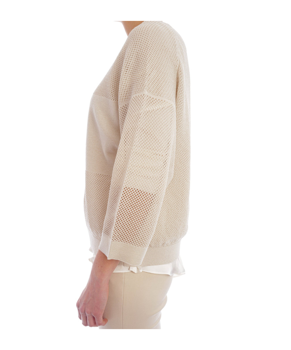 Shop Peserico Lurex-knit Sweater In Nude