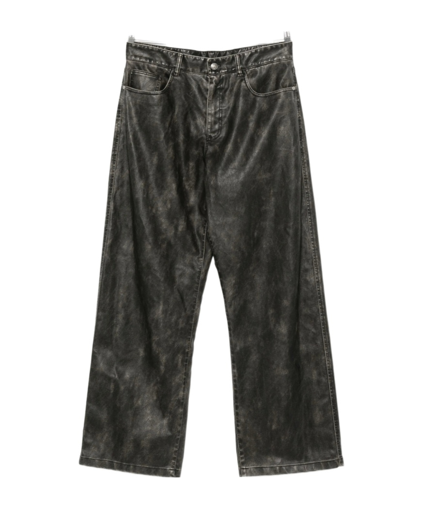 Palm Angels Curved Logo Coated Trousers In Black