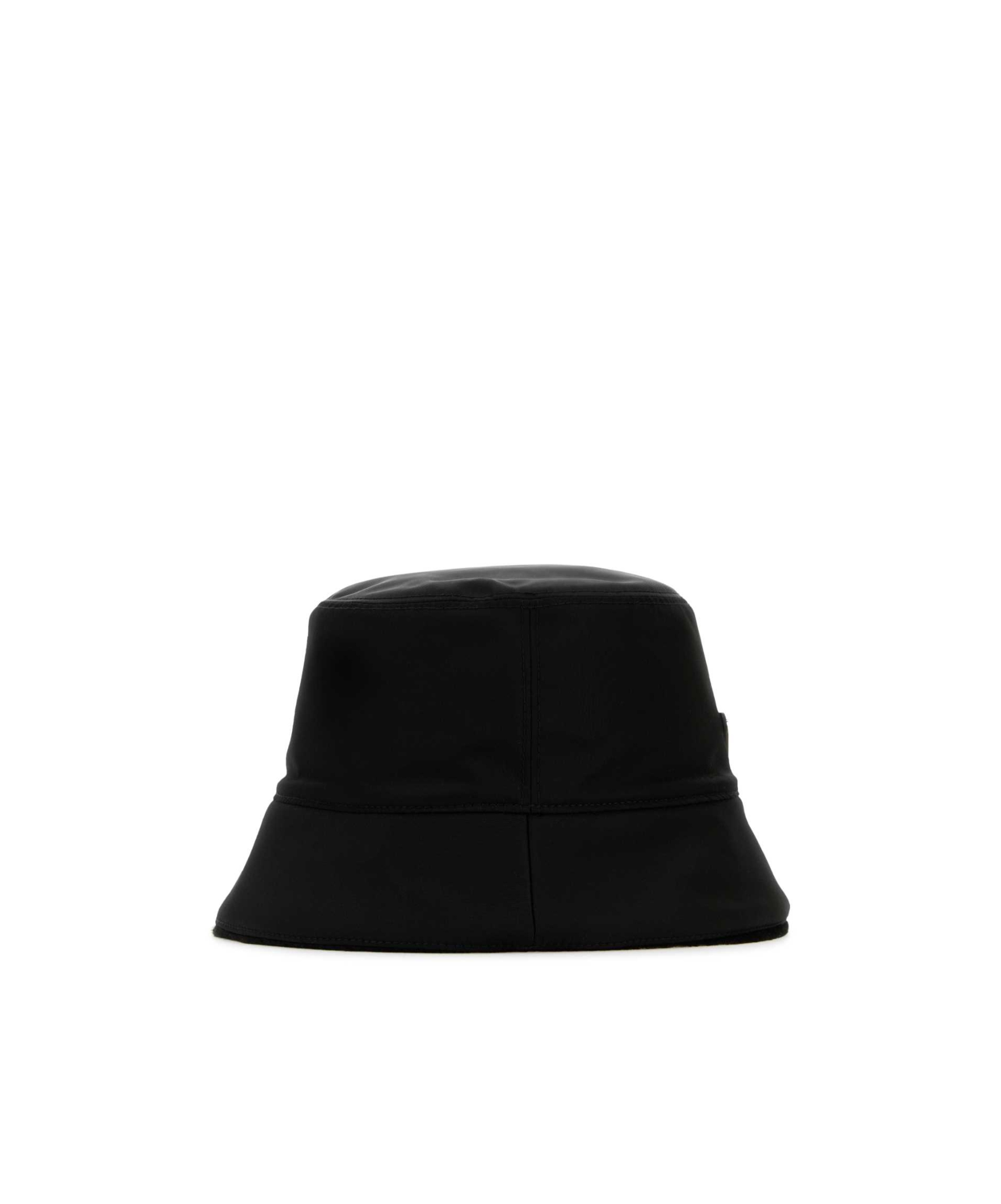 Prada Enamel Triangle-logo Bucket Hat In Black