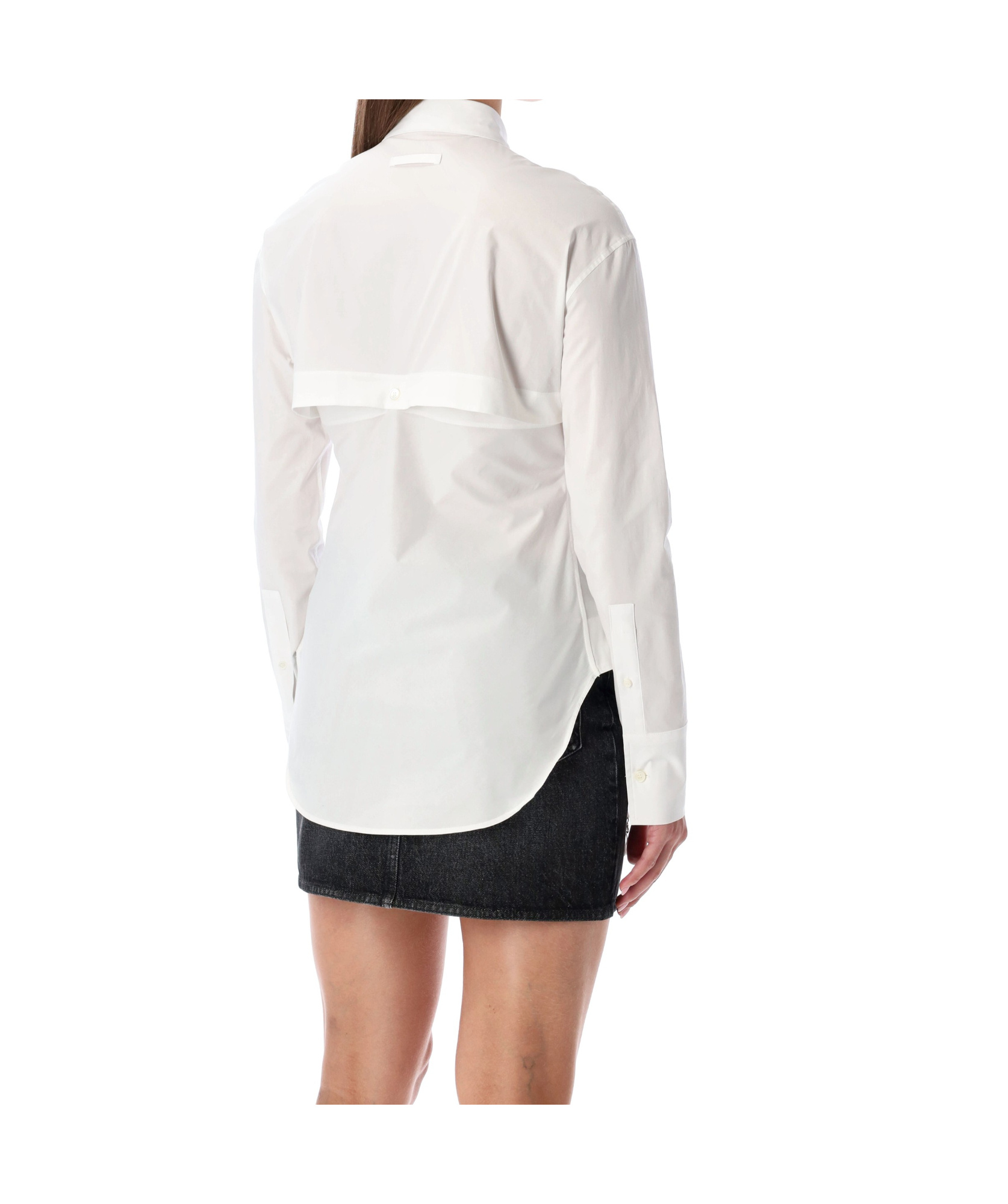 Jean Paul Gaultier Collared Long Sleeve Shirt With Unique Hem In White