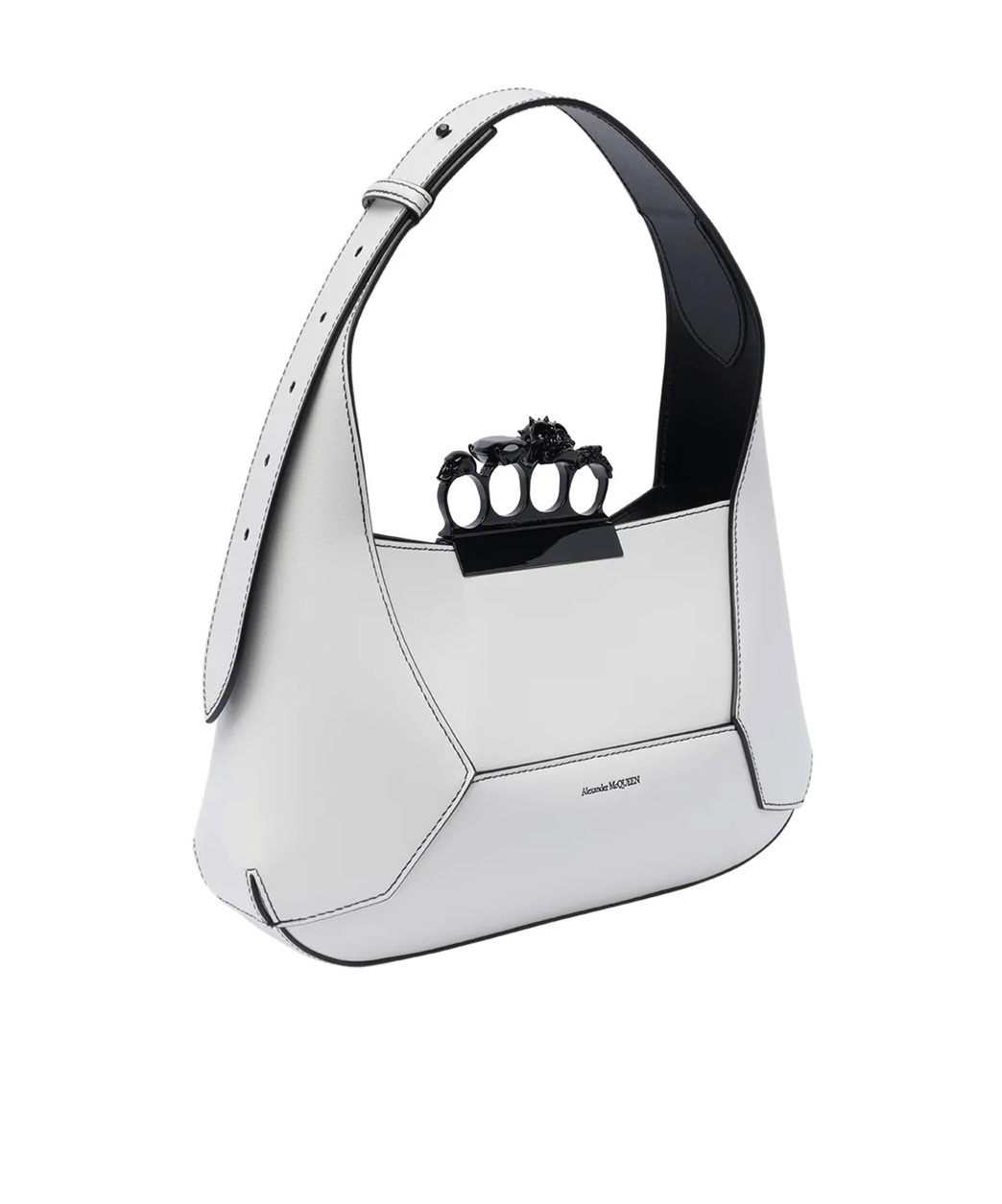 Alexander Mcqueen Leather Jewelled Top-handle Bag In White