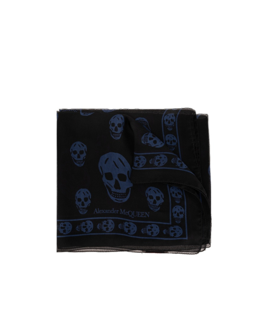 Alexander Mcqueen Skull-print Silk Scarf In Black