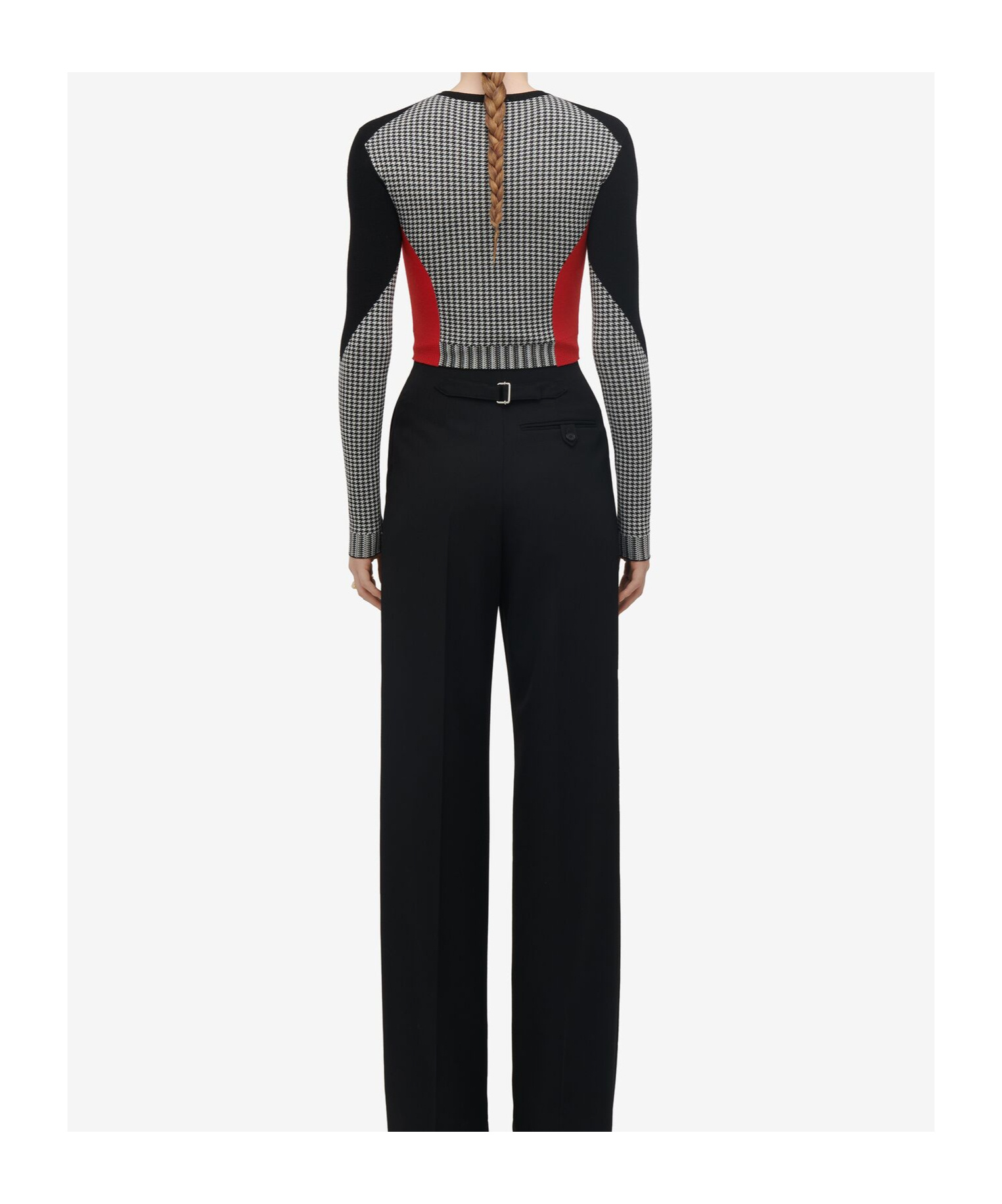 Alexander Mcqueen Dogtooth Color-matching Pullover In Black