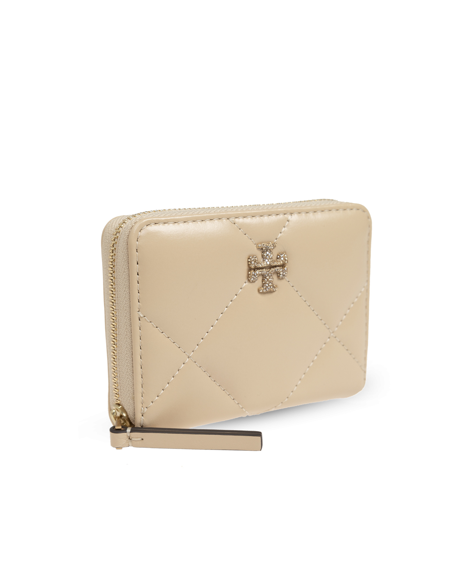 Tory Burch Zipper Wallet In Nude