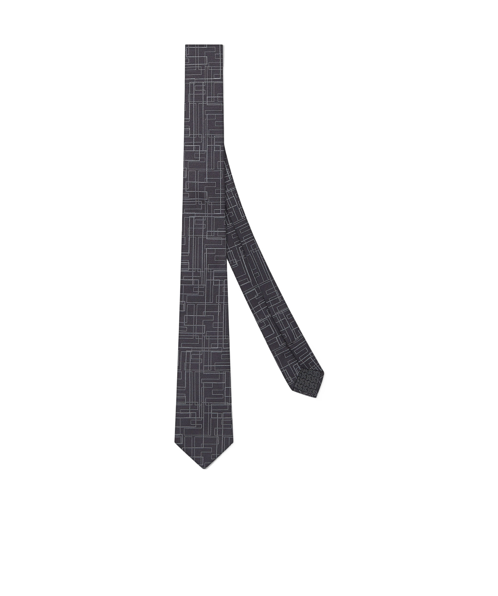 Fendi Black Ff Silk Tie In Gray