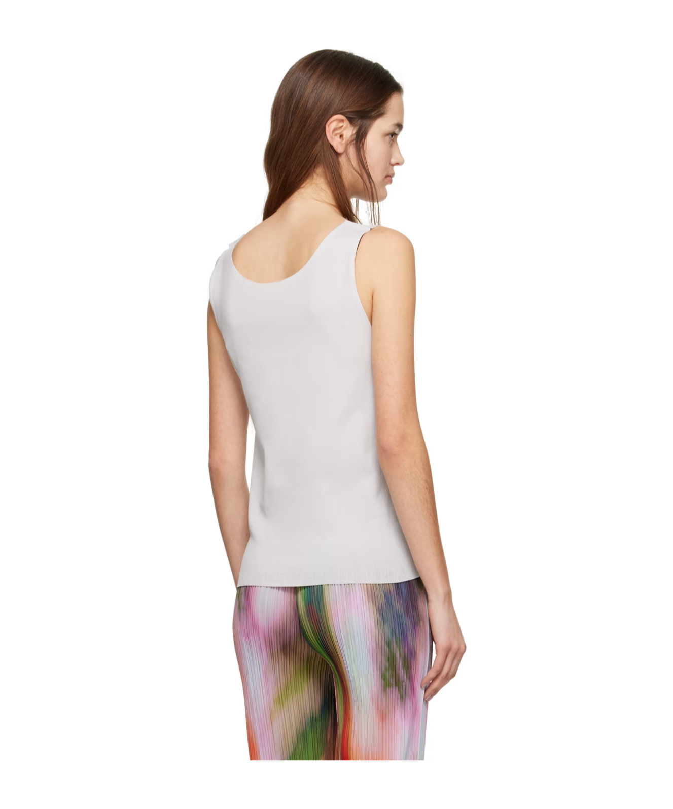 Shop Issey Miyake Low Round Neck Design Vest In Multicolor