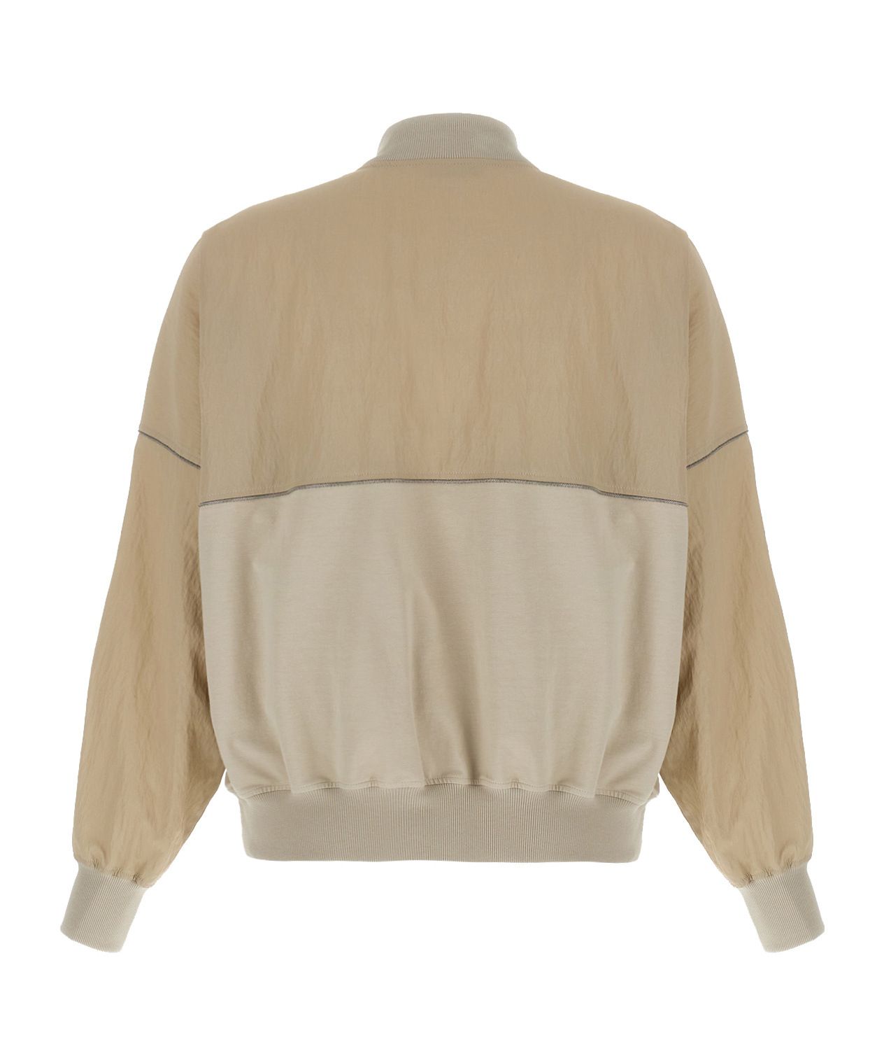 Brunello Cucinelli Panelled Sweatshirt With Ribbed Cuffs And Hem In Nude