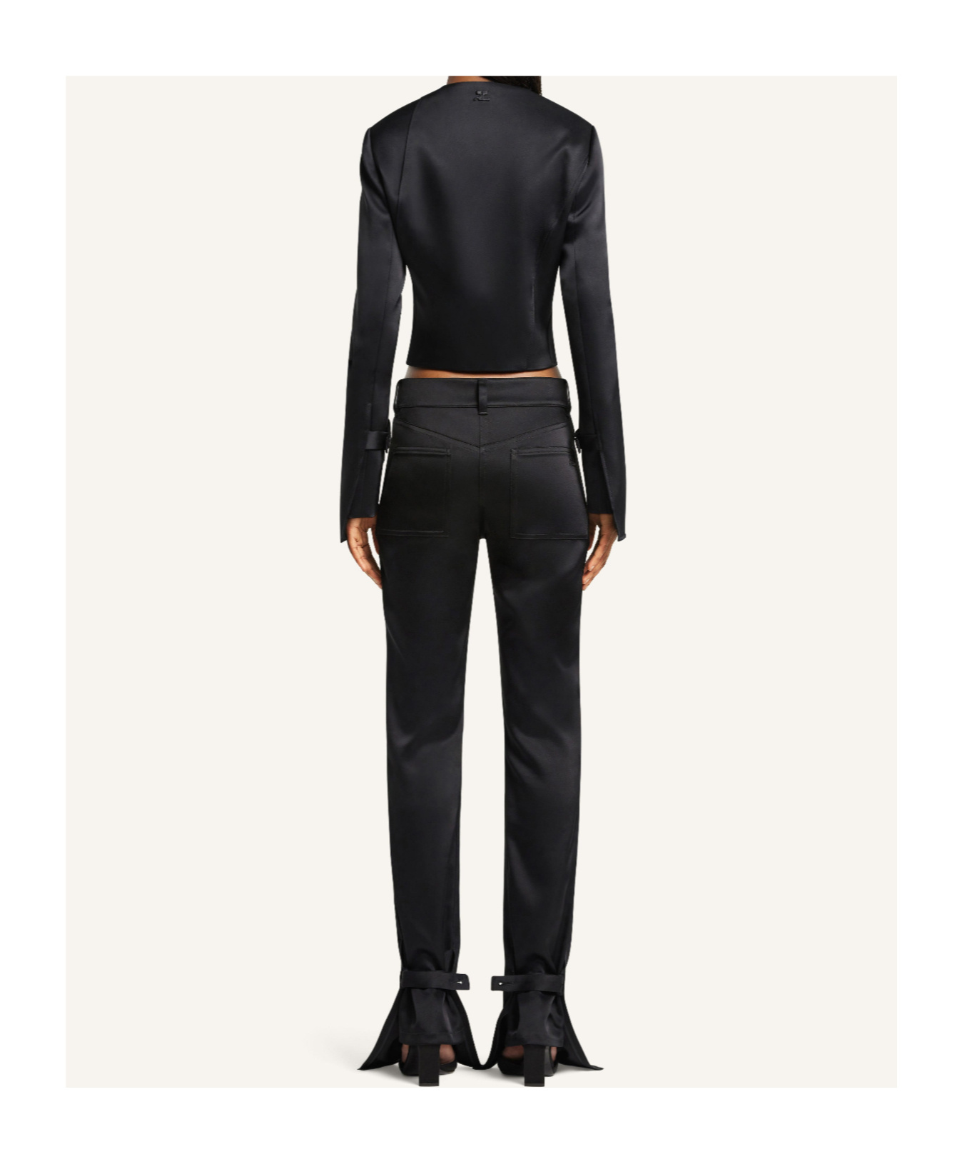Courrèges Oblique Satin Tailored Jacket In Black